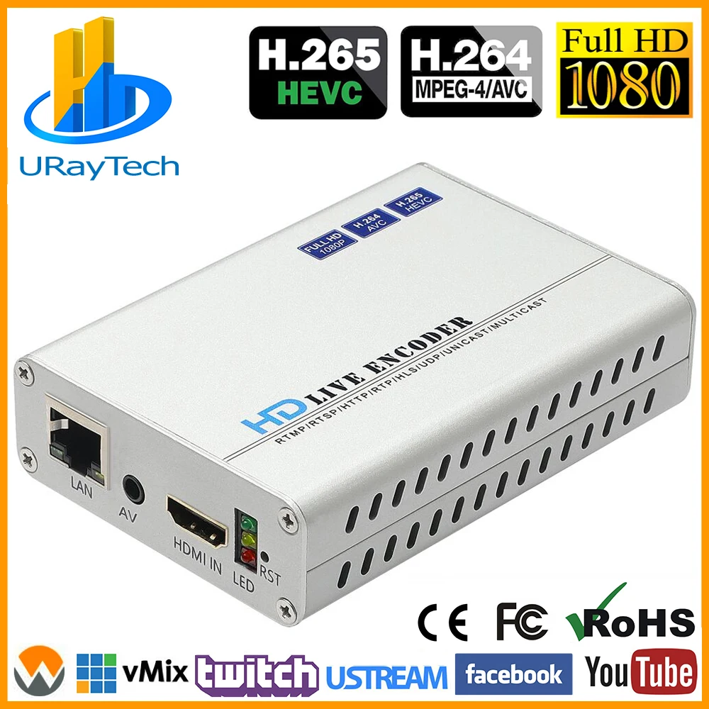 

HEVC H.265 H.264 HDMI + CVBS AV RCA Video Streaming Encoder IPTV Encoder HD + SD Video Live Broadcast Encoder with PAL NTSC