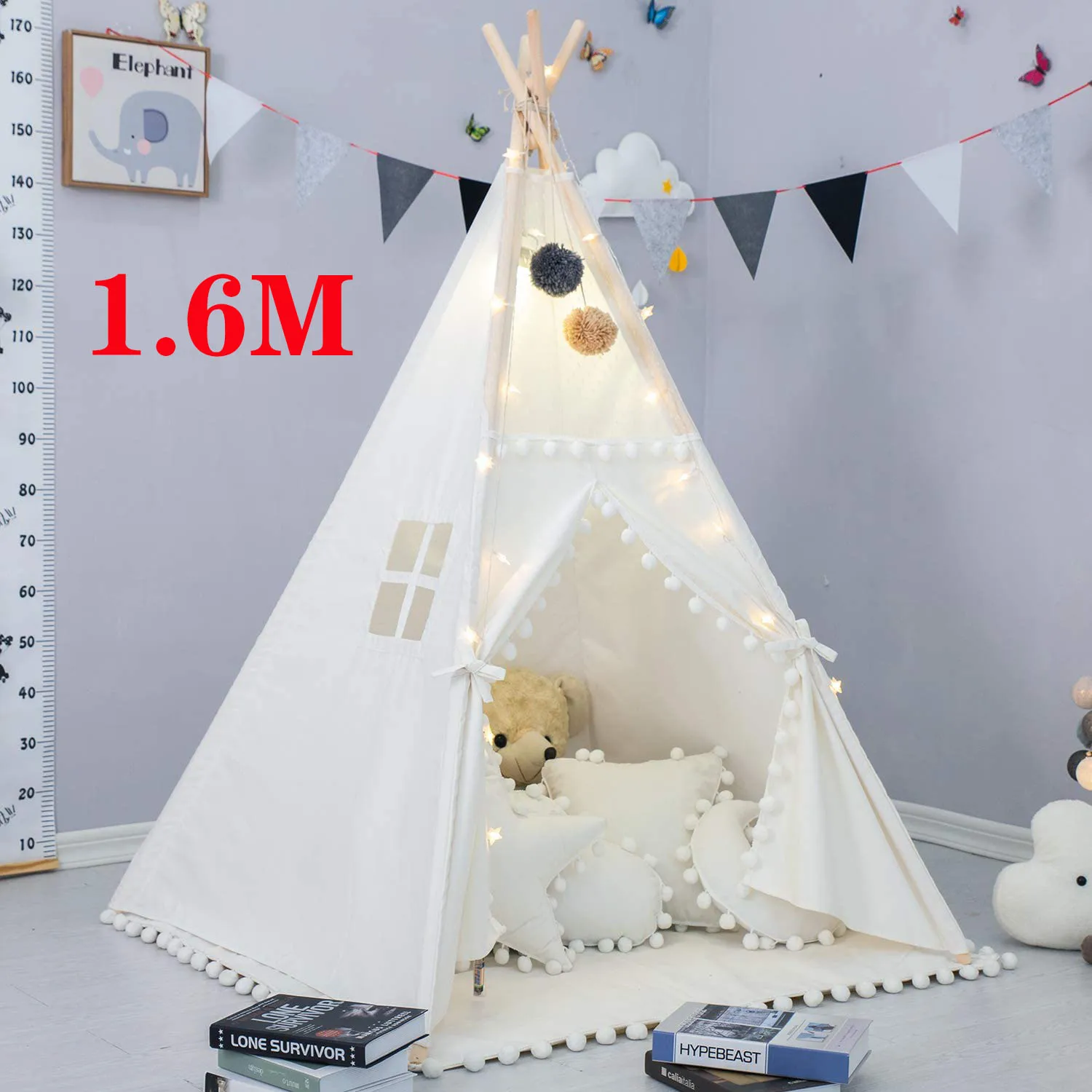 1.6M Large Kids Tent Teepee Portable Children Game Play House Indoor Outdoor Indian Castle Folding Baby Child Wigwam Tents Tipi | Игрушки и