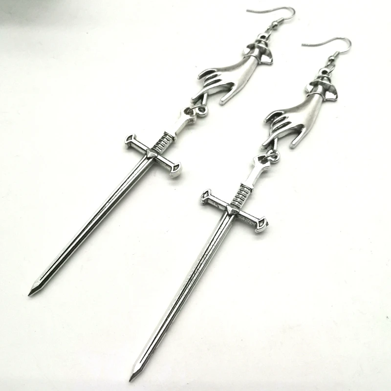 New Tarot Earrings Large Sword Antique Hand Statement Gothic Medieval Witchy Mystery Classics Fashion Women Gift | Украшения и
