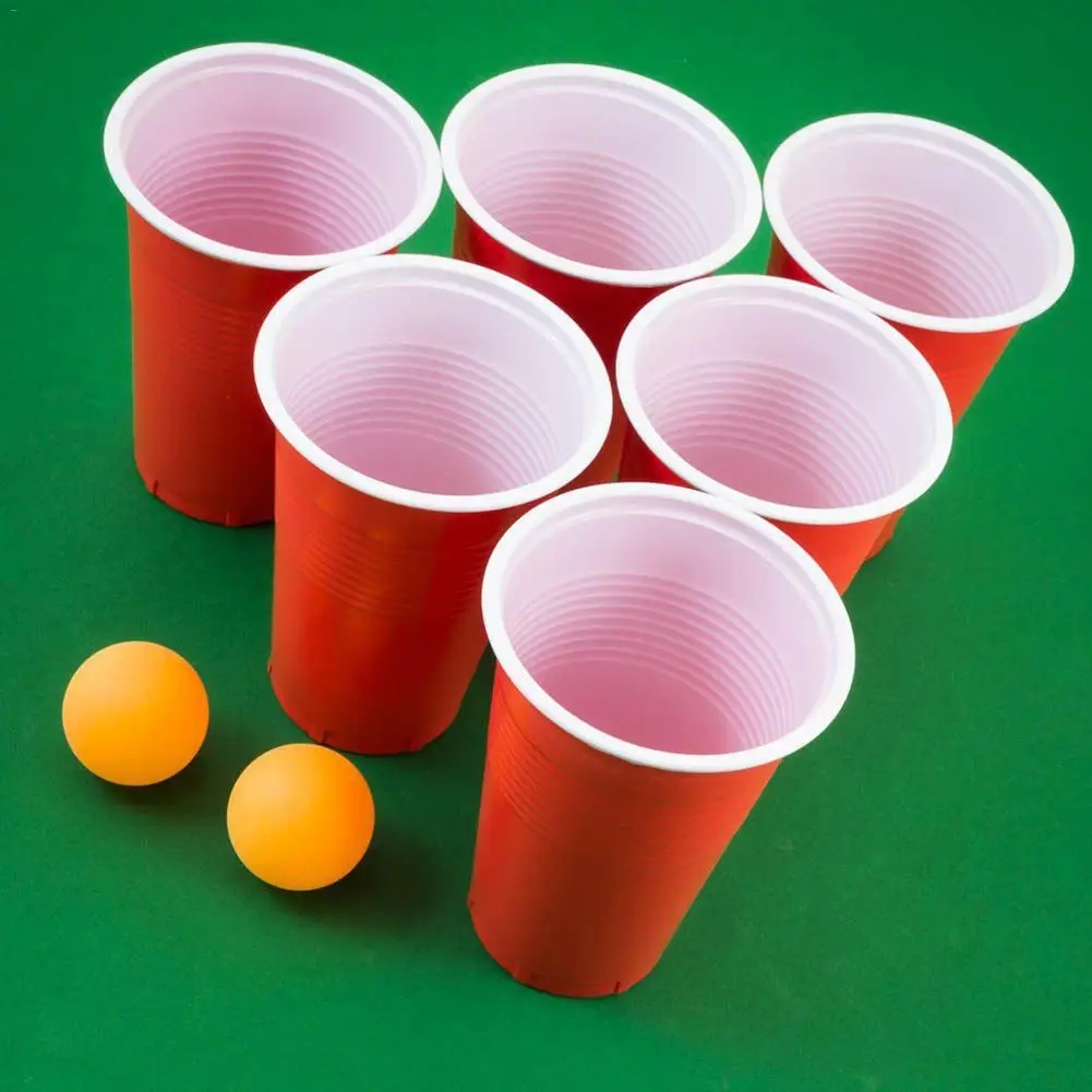 Fairly Odd Novelties Beer Pong Set, Red Cups and Ping Pong Balls. Assorted