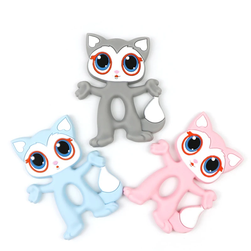 

Tiny Rod BPA Free Food Grade Silicone Teethers Cartoon Animals Fox Pacifier Clips DIY Accessories Baby Teething 1pc