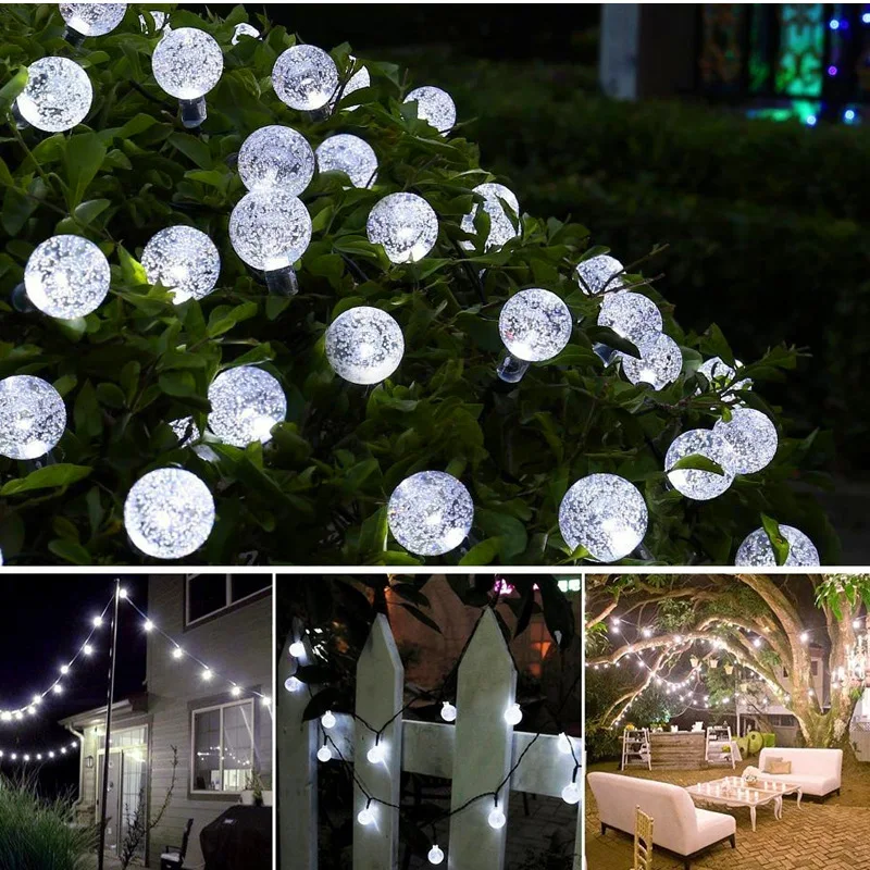 Solar String Lights Outdoor 100 Led Crystal Globe Light with 8 Modes Waterproof Solar Powered Patio Light for Garden Party Decor small solar lights