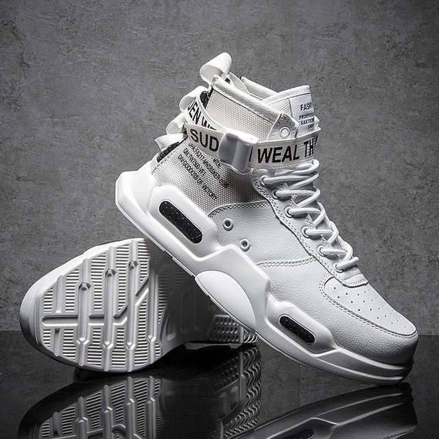 US $15.61 New Fashion Men Sneakers high top Running Shoes for Men Black/ white Outdoors Walking Sports Shoes