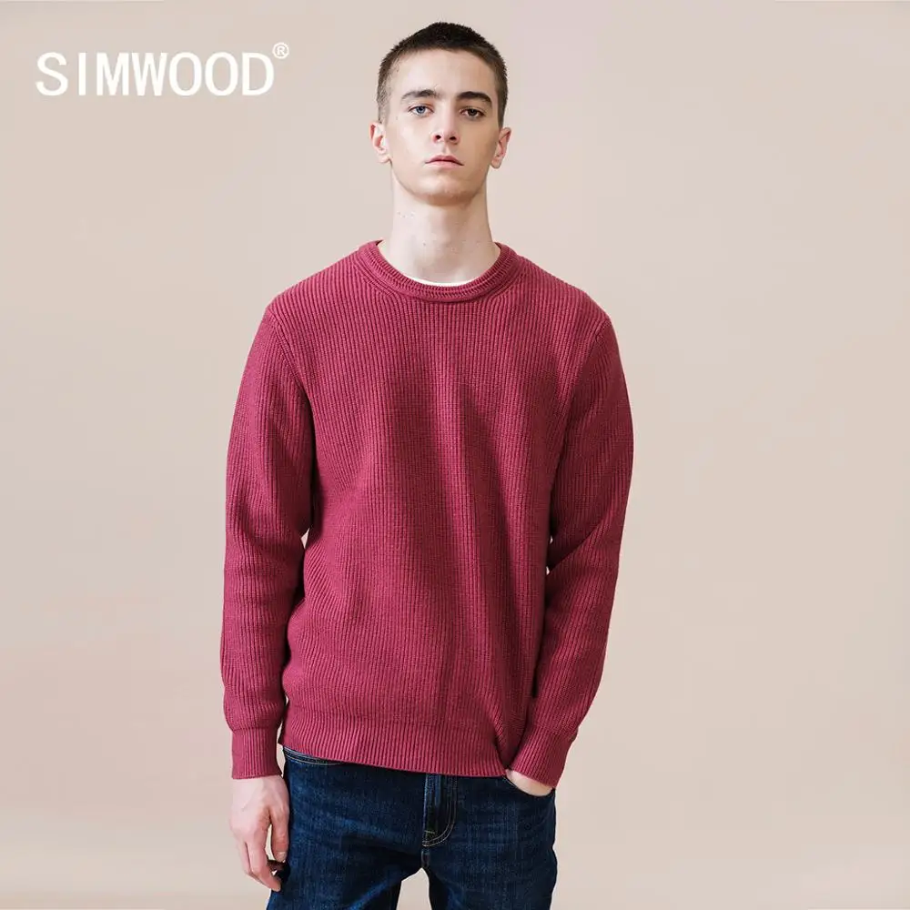 Sweater Men Pullover SIMWOOD Knitwear Spring Winter Casual Plus-Size High-Quality New