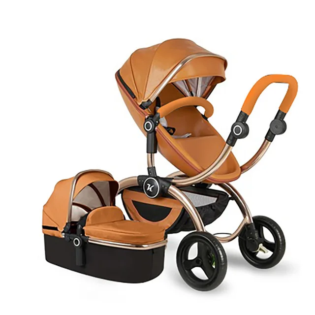 EU High Landscape Baby Stroller Can Sit Reclining Lightweight Folding Gold Flame Luxury 3 in 1 Royal Pram Newborn Baby Carriage