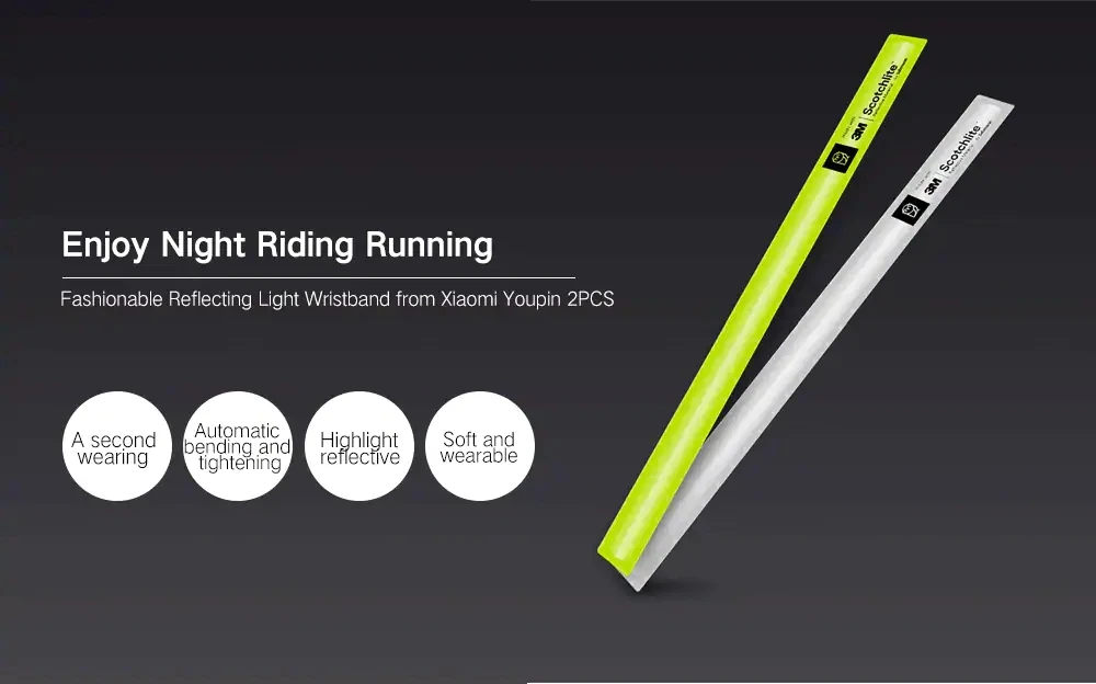 Xiaomi mijia miaomiaoce 38CM Night Reflective Wrist Band One Second Quick Wearing Automatic Flexible Fluorescent Light Strap (1)