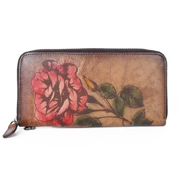 

Retro Handmade Wallet Luxury 2020 New Womens Wallets And Purses Genuine Leather Hand Wallet Cowhide Phone Purse