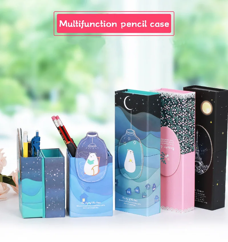 

Creative Pencil Case Large Capacity Multifunction Pencil Box Portable Pen Holders School Supplies beautiful Magnetic Stationery