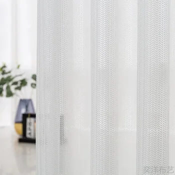 

Fishbone Yarn White Curtain Mesh Curtains for Living Room Luxury European Bay Window Lace Yarn Light Screen Room Divider Modern