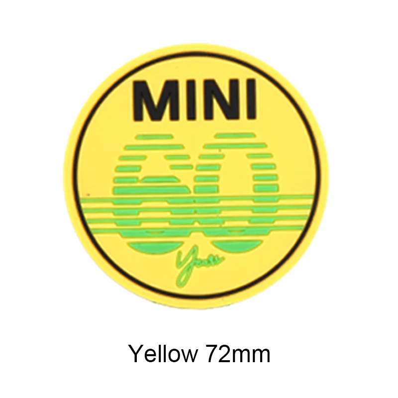 Автомобильный Стайлинг чашки кофе коврик подставка 60 лет юбилей коврик для Mini Cooper JCW R55 R56 R60 R61 F54 F55 F56 F60 автомобильные аксессуары - Название цвета: Yellow 72mm