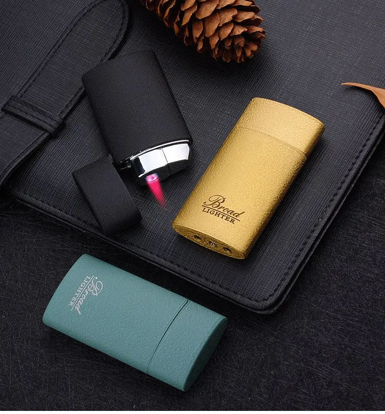 Ultra-thin Portable Metal Lighters Frosted Red Flame Inflatable Windproof Lighter Fashion Men and Women Cigarette Lighter