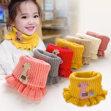 Children Round Cute Giraffe Scarf Knitted Warm Collar Neckerchief Boy And Girl Lace Protective Neck Warm Snood Baby Accessories
