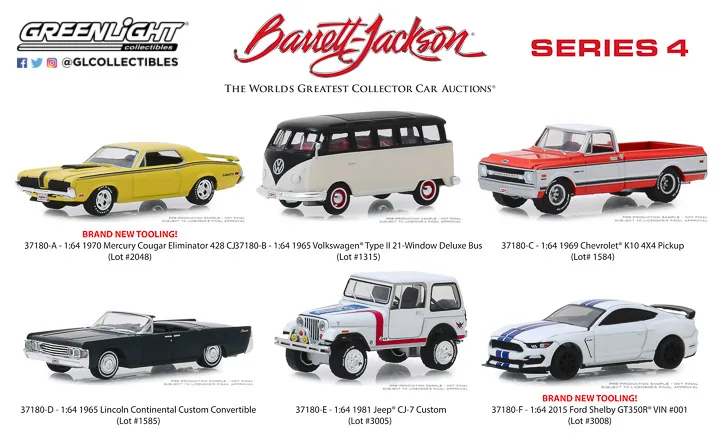 Зеленый светильник 1: 64 BARRETT JACKSON SCOTTSDALE EDITION 4 бутик сплава автомобиля игрушки для детей Модель оригинальная коробка