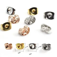 100 шт золотые серебряные серьги из нержавеющей стали задняя Роза 6x4,5 мм гайки-бабочки для изготовления ювелирных изделий своими руками