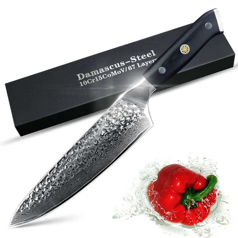 

Damascus Knives Chef Knife Japanese Kitchen Knife Damascus VG10 67 Layer Stainless Steel Knives Ultra Sharp G10 Handle