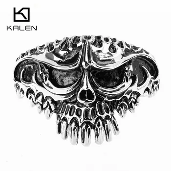 

KALEN Stainless Steel Huge Skull Bangle Rock Punk Biker Cuff Bracelet Men Jewellry Gothic Accessory 2020