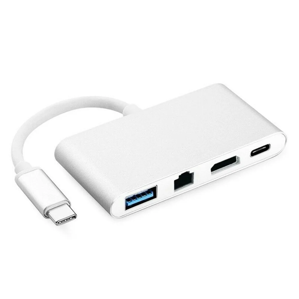 4 в 1 type-C к HDMI 4K+ RJ45 Gigabit Ethernet USB 3,1 type C концентратор переходник Разветвитель USB C для MacBook Pro HDTV