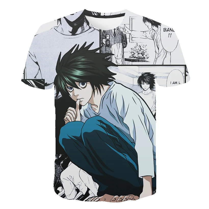 Anime Death Note Boys T-Shirt Funny Cool Graphic Kid Tops Children Summer Tee Short Sleeve 3D Cartoon Sweatshirt Men clothing