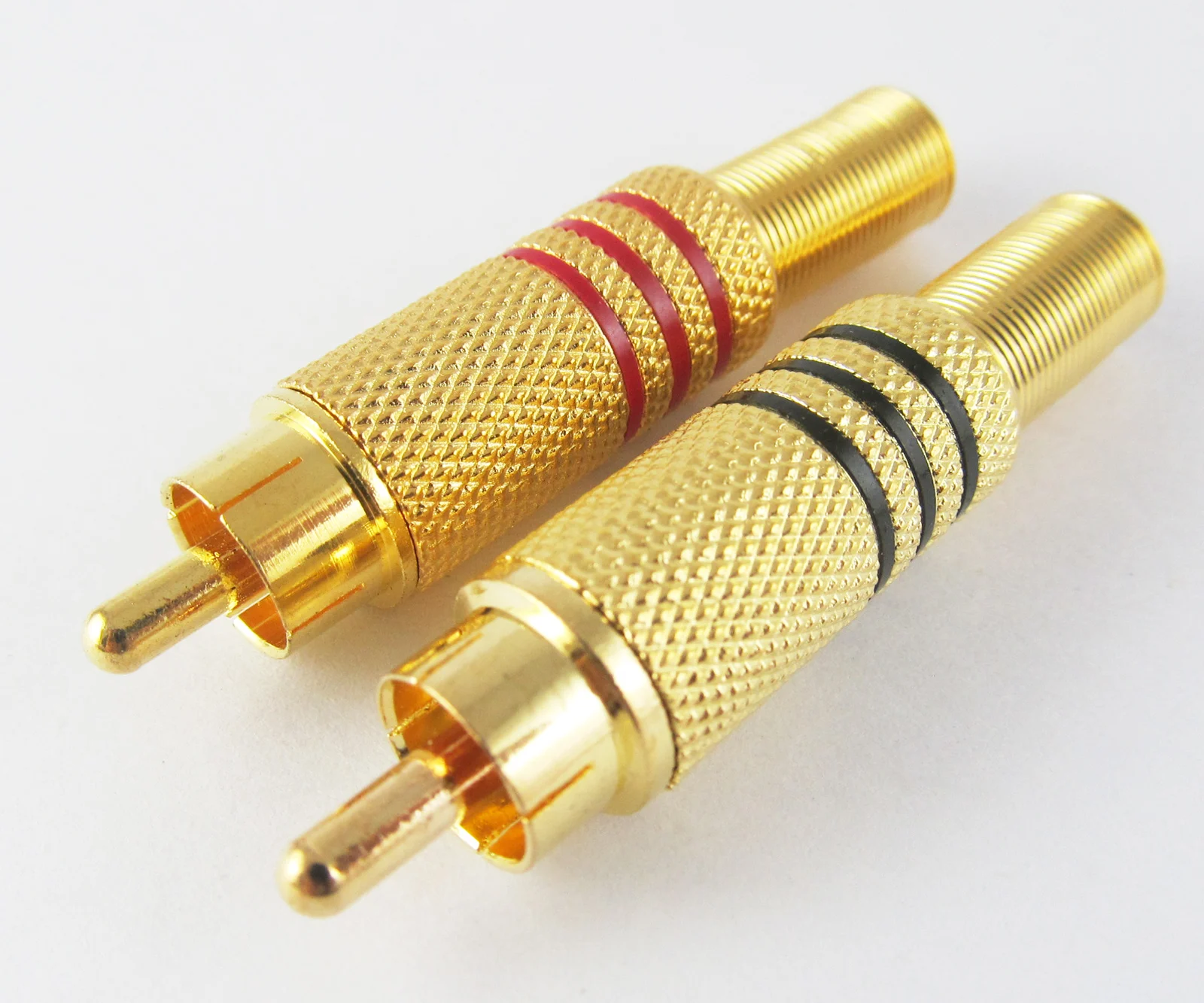 

1 pair Gold Plated Phono RCA Male Plug Audio Video Solder Connector with Metal Spring Tail