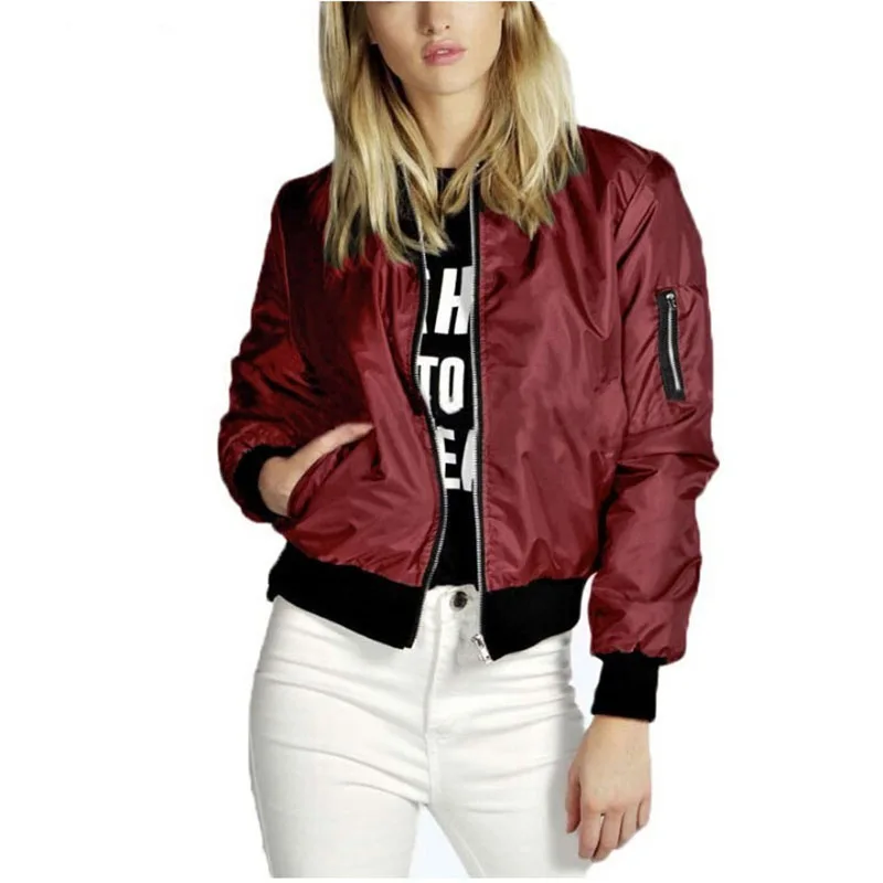 Women Short Jacket Spring Autumn Motorcycle Bomber Jackets Long Sleeve Zipper Streetwear Solid Color Casual Coat | Женская одежда