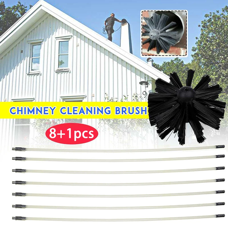 

Chimney Cleaner Sweep Inner Wall Cleaning Brush Tool 8 Flexible Rods Kit Nylon Thermostability Chimney Brush Dryer Pipe Brush