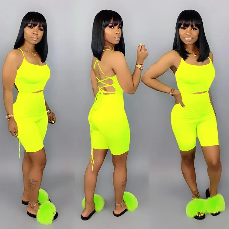 

Nice Women Sexy Spaghetti Strap Jumpsuit Short Lace Up Backless Summer Romper Bandage Sleeveless Palysuit