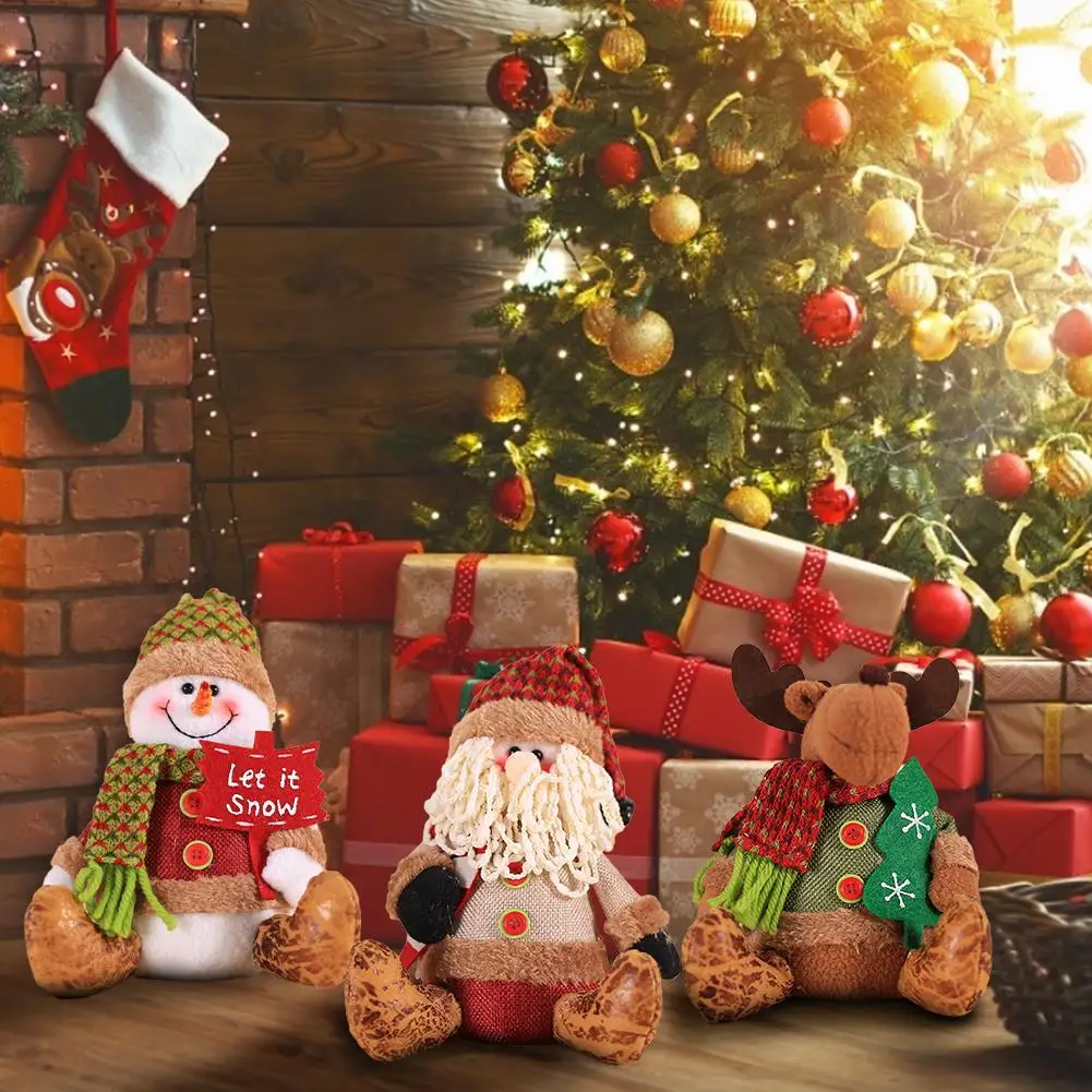 Merry Christmas плюшевые кукольные украшения ветрина магазина настольные украшения Санта Клаус Лось сидя осанка кукла Рождественский Декор
