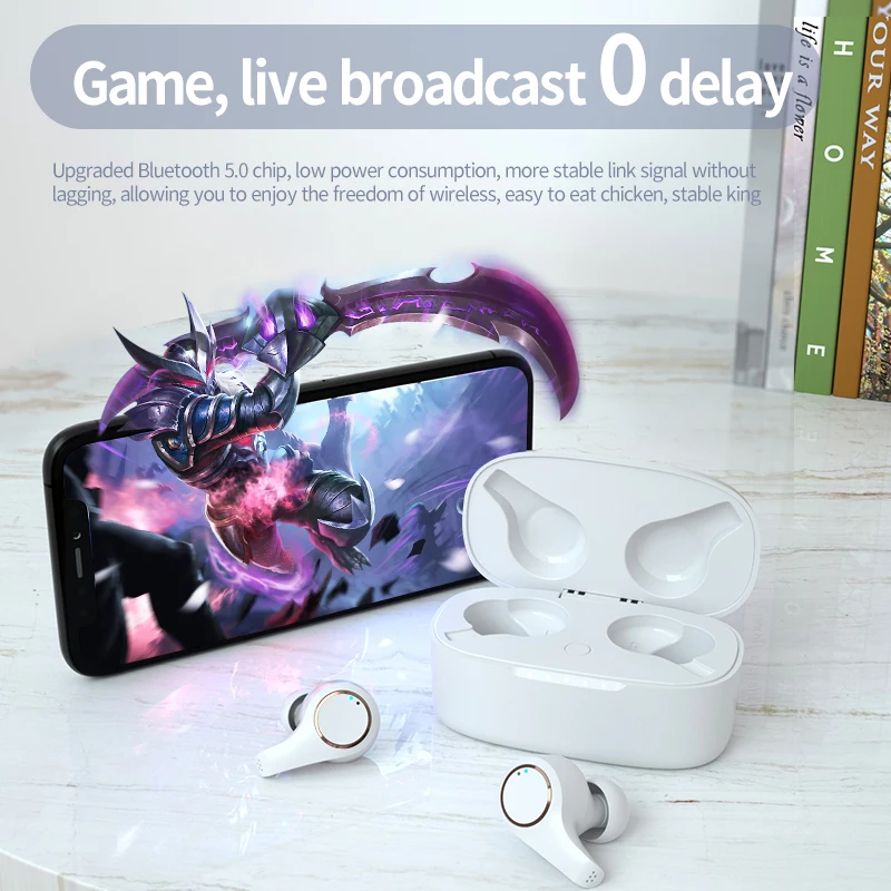 ANC Wireless Noise Cancel Headphones Bluetooth V5.0 Earphones Dual Microphone Earbuds Headsets Gaming Waterproof Sweatproof