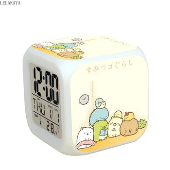 

Lovely Cartoon Corner Creature Bio Alarm Clock Action Figure Color Charging Night Light LED Digital Desk clock With Thermometer