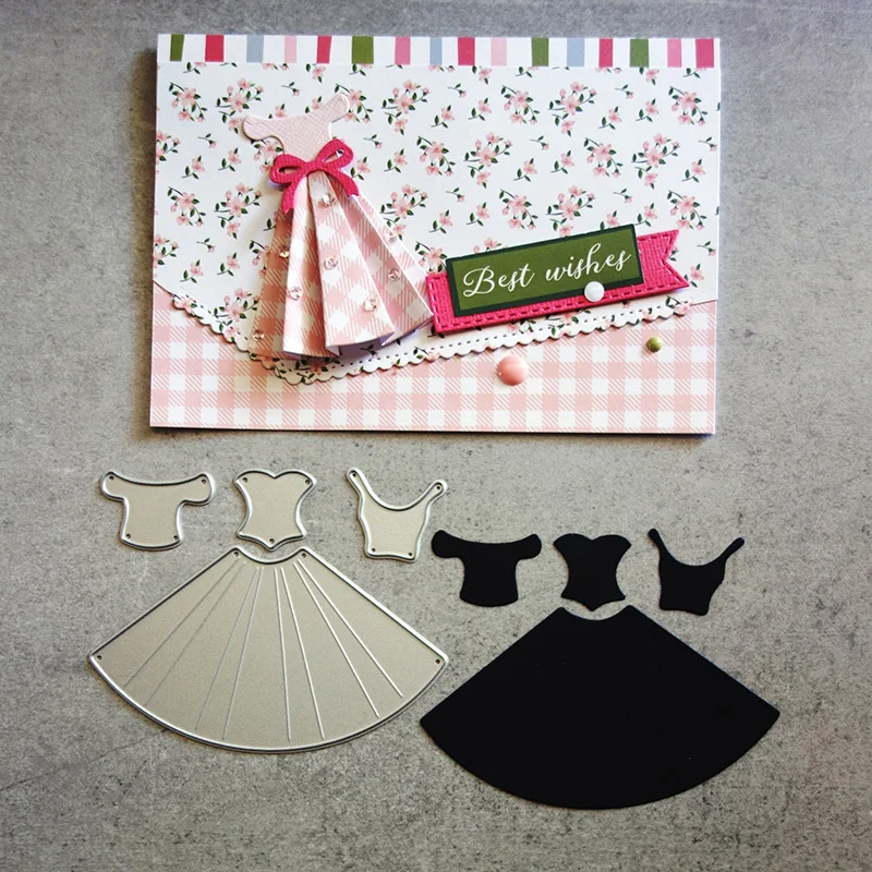 

New Dies 4pcs Women Dress Metal Cutting Dies Stencils Scrapbooking Photo Album Embossing Folder for Card Making Template