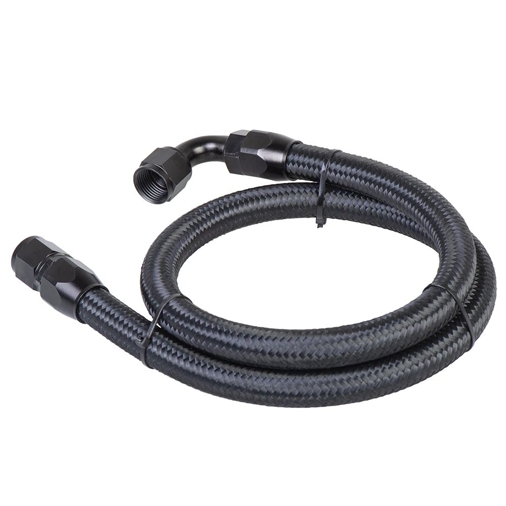 AN10 AN8 AN6 1Meter Nylon Brained Oil Hose Line Hose Tube With 0Degree 90Degree 45Degree Swivel End Fitting Installed aluminum hose fitting