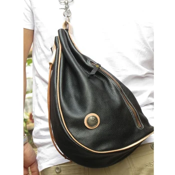 

Genuine Leather Shoulder Bag for Unisex Casual Messenger Bags Fashion WomanMen's Moto Pack Business Travel Bag