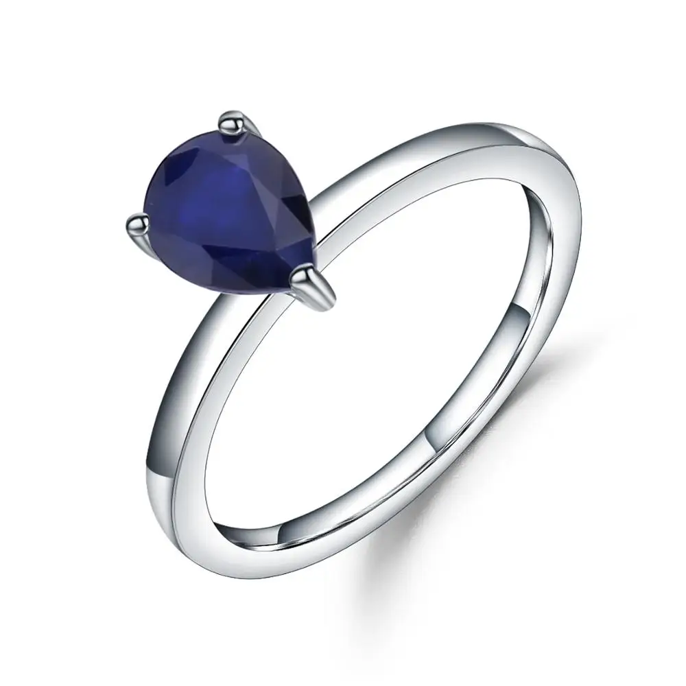 

Gem's Ballet Simple Fine 1.29Ct Natural Blue Sapphire Solitaire Gemstone Rings 925 Sterling Silver Ring For Women Jewelry