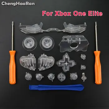 

ChengHaoRan Full Set Clear Button For Xbox One Elite Dpad ABXY Bumper LB RB Trigger Grips Cap w/ T6 T8 for Xboxone S Controller