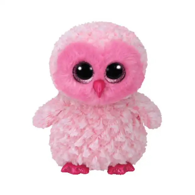 Genuine 25 cm Ty Big Eye Beanie Pink Owl Cute Soft Stuffed Plush Toy Animal Dolls Kids Girl Birthday Christmas Gift