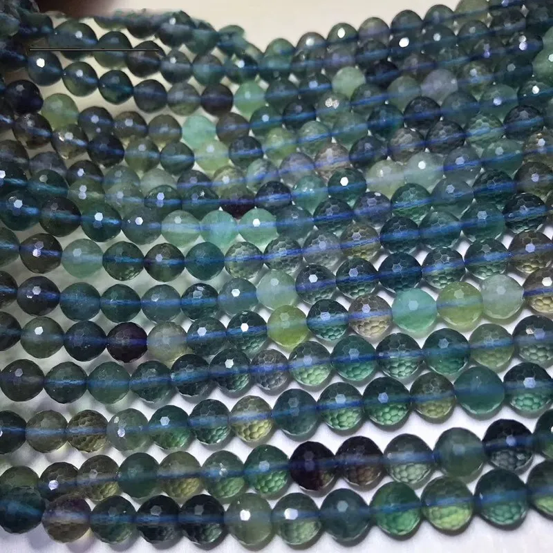 

blue fluorite loose beads round faceted 8mm nature for making jewelry necklace 14inch FPPJ wholesale