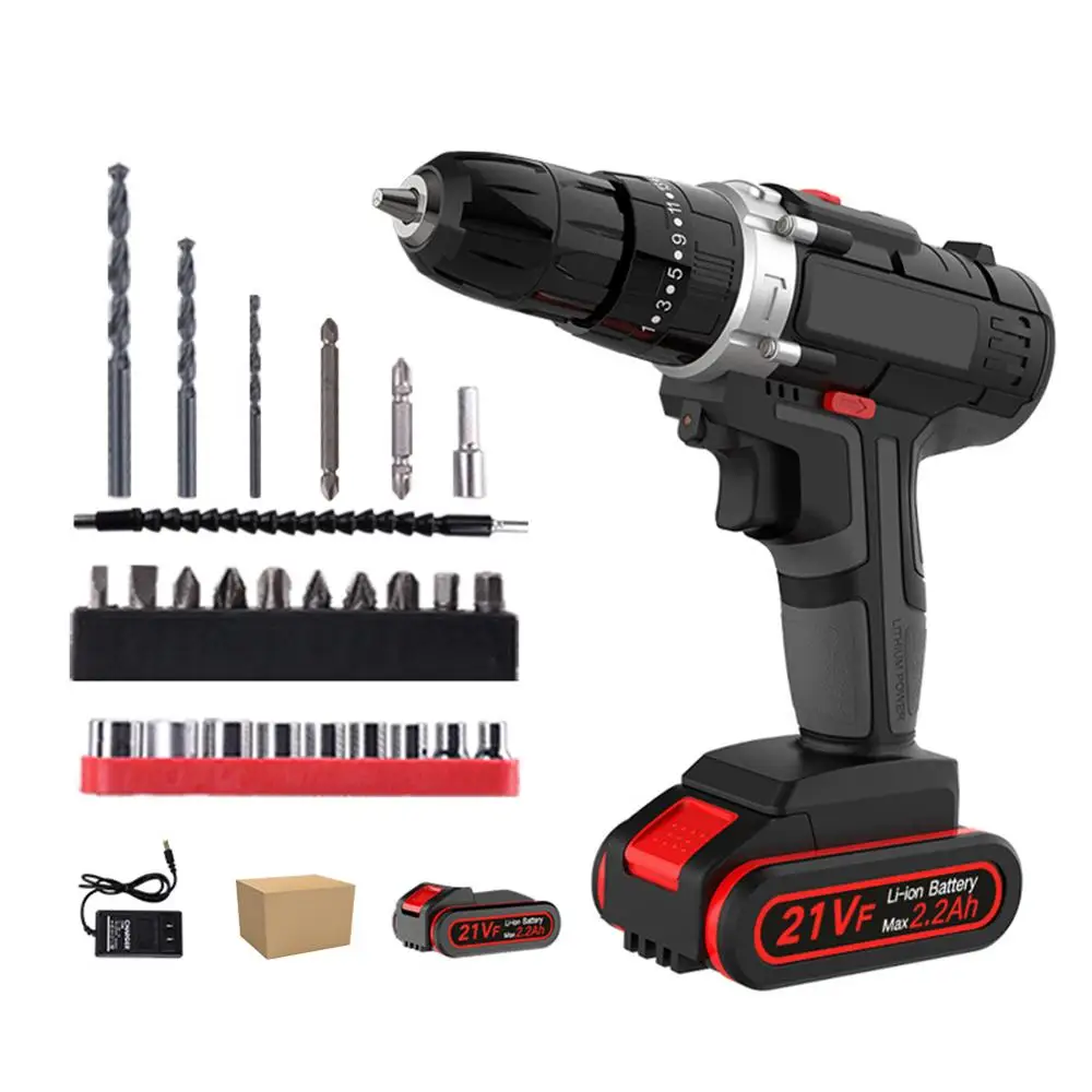 

21V Professional Electric Screwdriver Lithium Battery Rechargeable Handheld Drill Multi-function Cordless Drill Power Tools