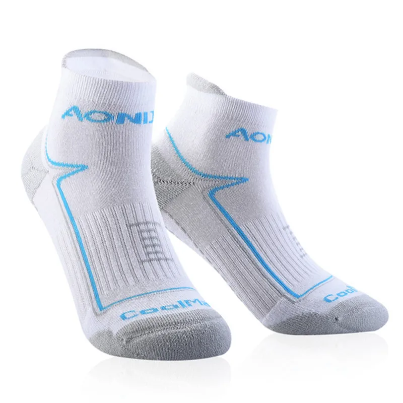 White L 1Pair Мужские спортивные носки для бега, тренировочная Подушка, четверть Компрессионные носки, пятки, Защитные спортивные носки, футбол - Цвет: White L 1Pair