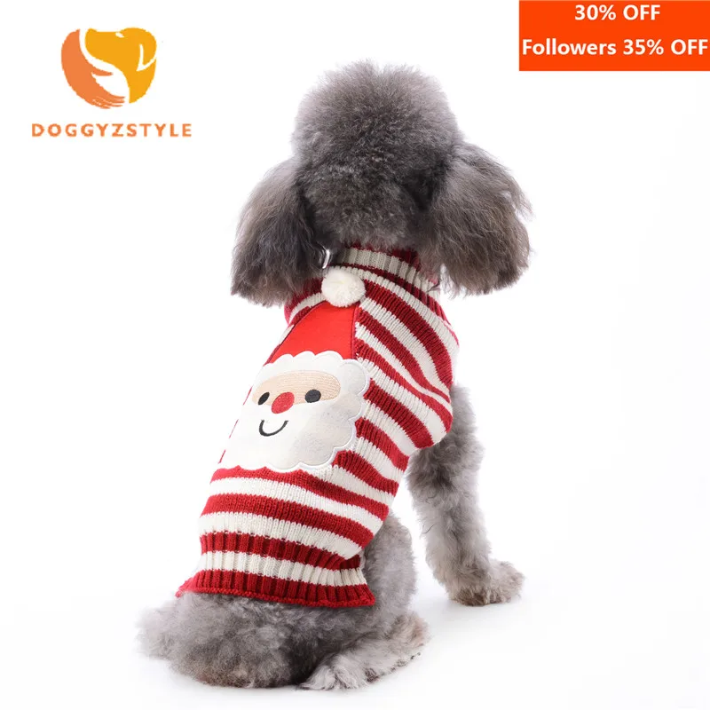 Рождественский свитер с рисунком Санта-Клауса для таксы, вязаная зимняя одежда для собак, свитер для маленьких собак, пуделя, чихуахуа, кота