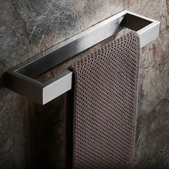 

Wire-Drawing Towel Rack 304 Stainless Steel Bathroom Thickened Square Towel Bar Bathroom Single Bar Bathroom