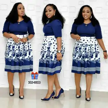 

Plus Size African Dresses for Women African Traditional Print Clothing for Family Bazin Riche Elegant Office Tunic Party Dress