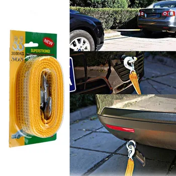 

3 Tons 4 Meter Universal Car Tow Cable Towing Strap Rope Truck Pulling Rope with Wrought Iron Hooks