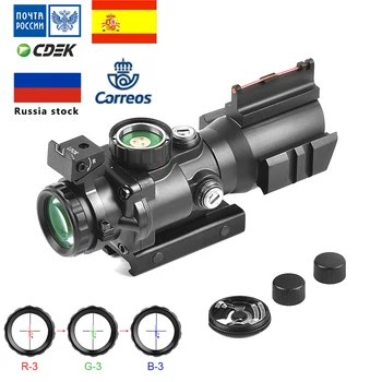 

4x32 Acog Optics Rifle Scope With Red Green Blue illuminated Tactical collimator Sight For Hunting Airsoft Sniper Magnifier