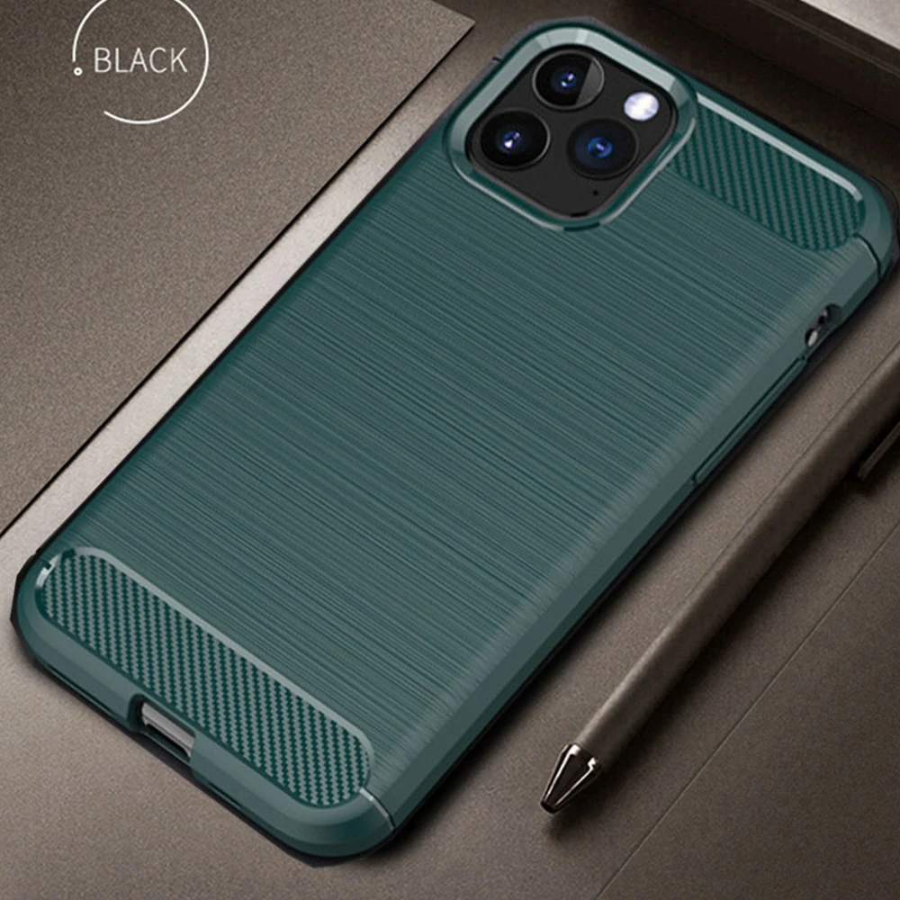 For Iphone 11 Pro Max Case Midnight Green Carbon Fiber Cover