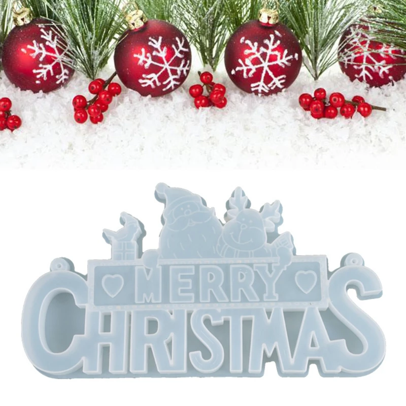

1 Pc Crystal Epoxy Resin Mold Christmas Letters Listed Decoration Pendant Casting Silicone Mould DIY Crafts Jewelry Making Tools