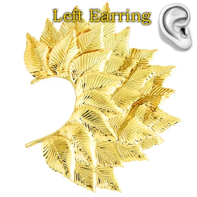 Gold Left E0099G SHEEGIOR, милые серьги-каффы для ушей, большие серьги для женщин, модное ювелирное изделие, бохо, золото, серебро, лист, нет, серьги-клипсы, Bijoux Femme, подарки - Окраска металла: Gold Left E0099G
