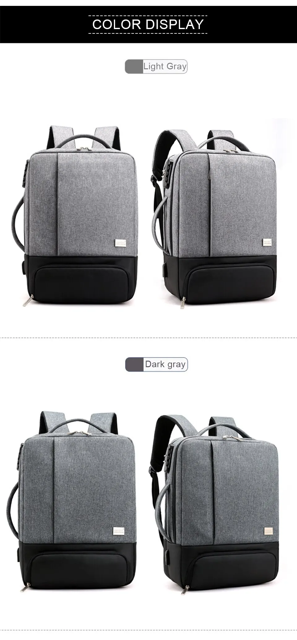 Mens Backpack Laptop Backpacks 17 Inch 15.6'' Anti Theft Male Business Bags Notebook Trip Back Pack Office Women Travel Bagpack (11)