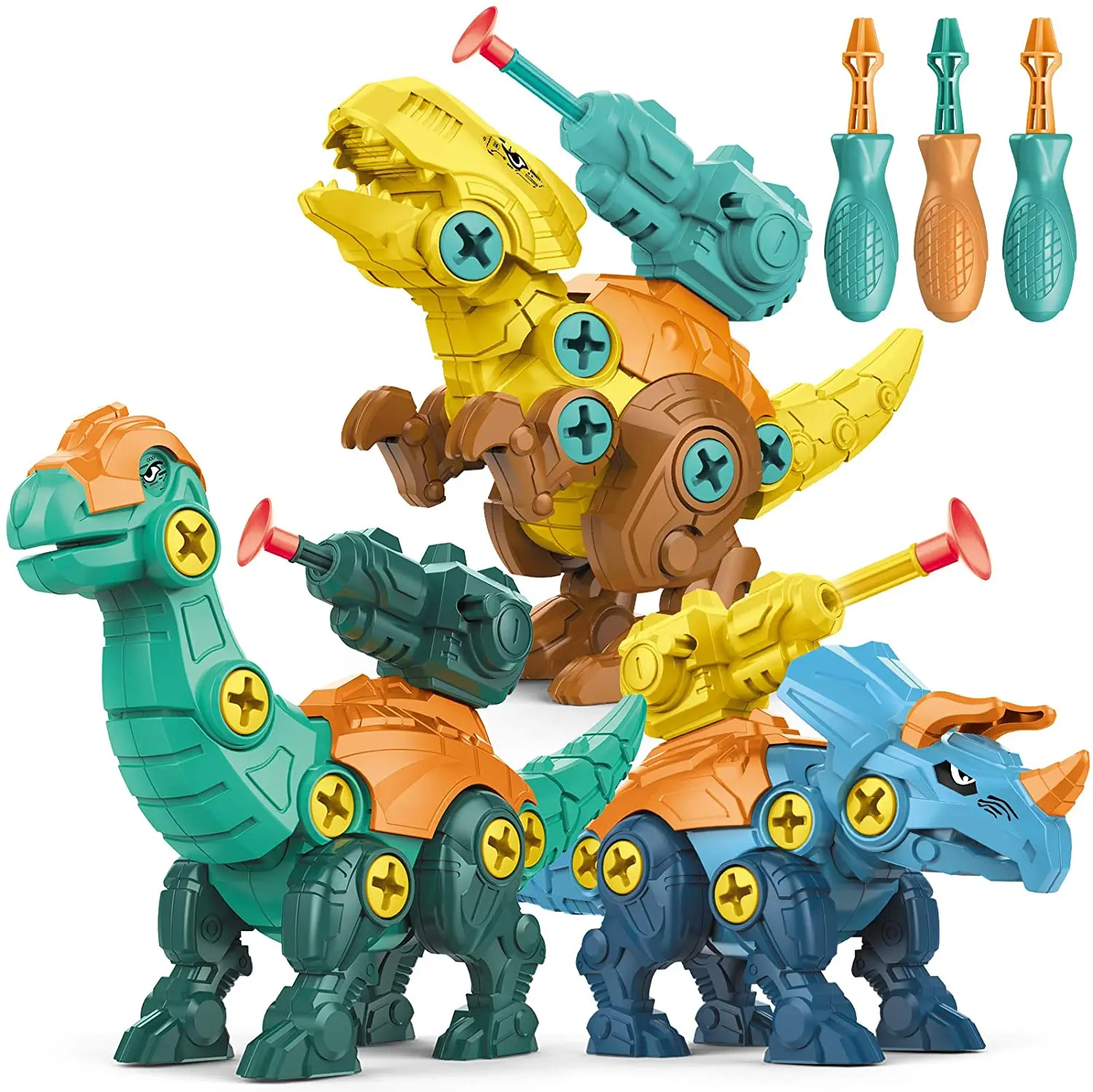 Take Apart Dinosaur Toys for Kids with Missile Fire, 3 Packs DIY Dinosaur  Educational STEM Toys with Screwdrivers Learning Gift