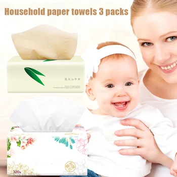 

3 Packs Soft Pure Facial Tissues Paper Napkins Household Office Paper Towels K2