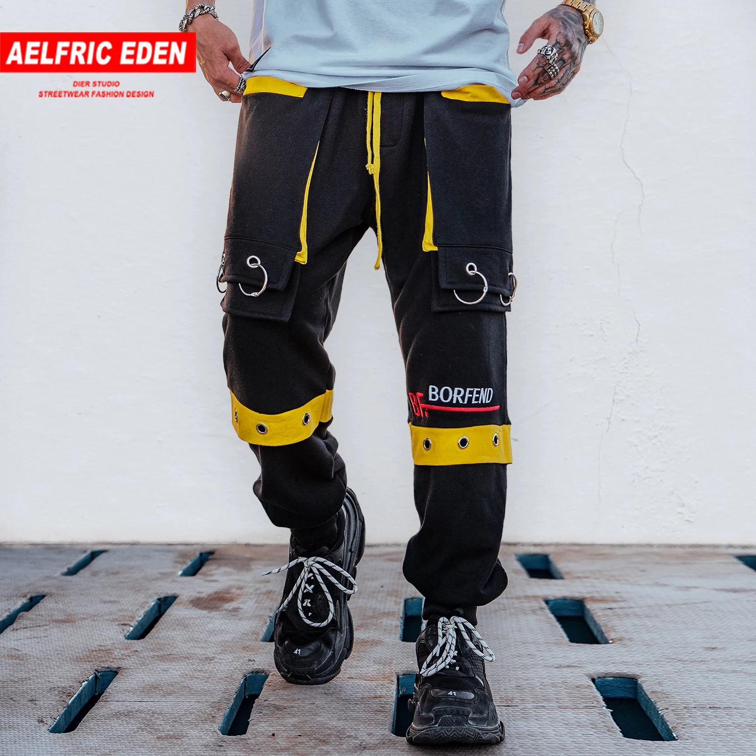 

Aelfric Eden Hip Hop Panelled Mens Harem Cargo Pants 2019 Fashion Harajuku Track Trousers Casual Streetwear Joggers Sweatpants
